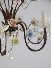 Load image into Gallery viewer, Murano Chandelier with Ceramic Flowers