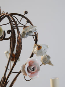 Murano Chandelier with Ceramic Flowers
