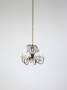 Murano Chandelier with Ceramic Flowers