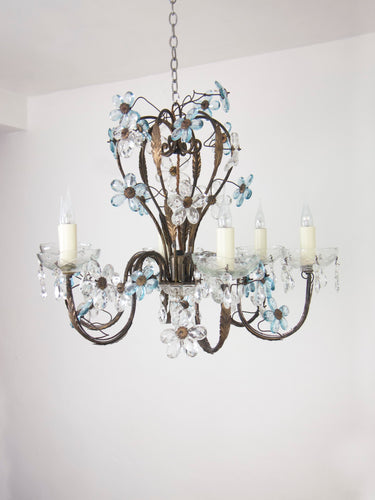 1950's Murano 'Blue Flower' Chandelier