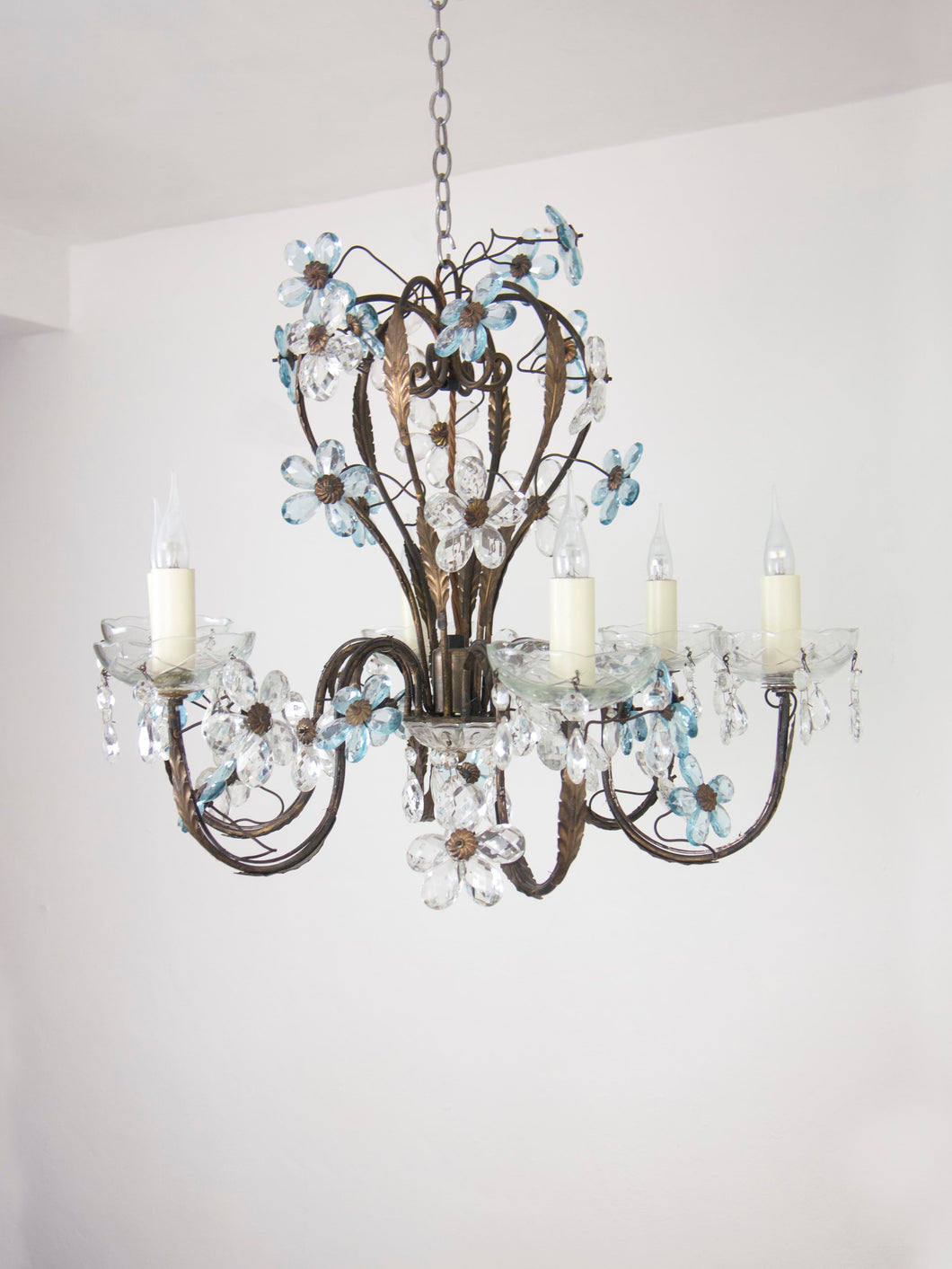 1950's Murano 'Blue Flower' Chandelier