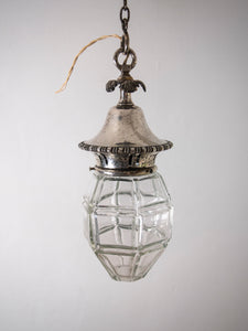 1930's Glass & Silver-Plate Hanging Lantern