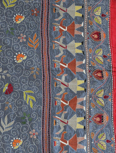 Marching Men Silk Kantha Throw
