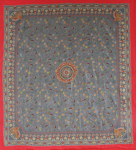 Marching Men Silk Kantha Throw