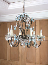 Load image into Gallery viewer, 1950&#39;s Murano &#39;Blue Flower&#39; Chandelier