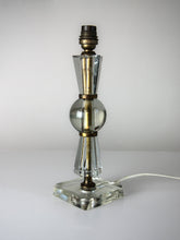 Load image into Gallery viewer, 1950&#39;s Modernist Glass &amp; Brass Table Lamp