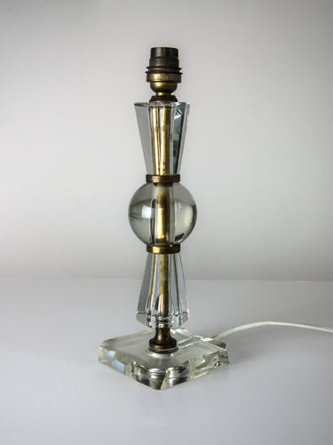 1950's Modernist Glass & Brass Table Lamp