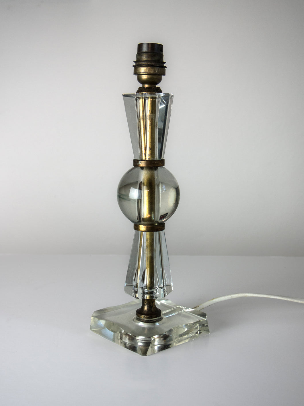 1950's Modernist Glass & Brass Table Lamp