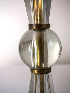 1950's Modernist Glass & Brass Table Lamp