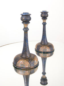 Pair of 19th Century Kashmiri Candlesticks