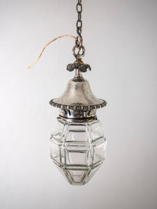 1930's Glass & Silver-Plate Hanging Lantern