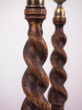 Load image into Gallery viewer, Pair of Oak Spiral Candlesticks