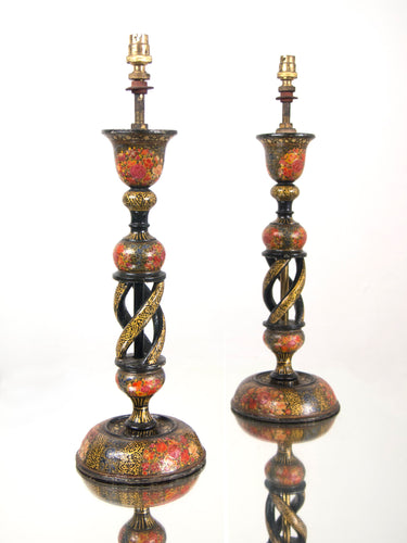 Tall Kashmiri Painted Table Lamps